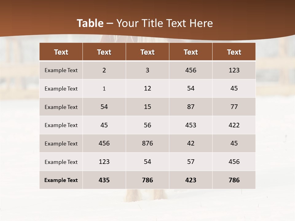 A Brown Horse Standing In The Snow In Front Of A Fence PowerPoint Template