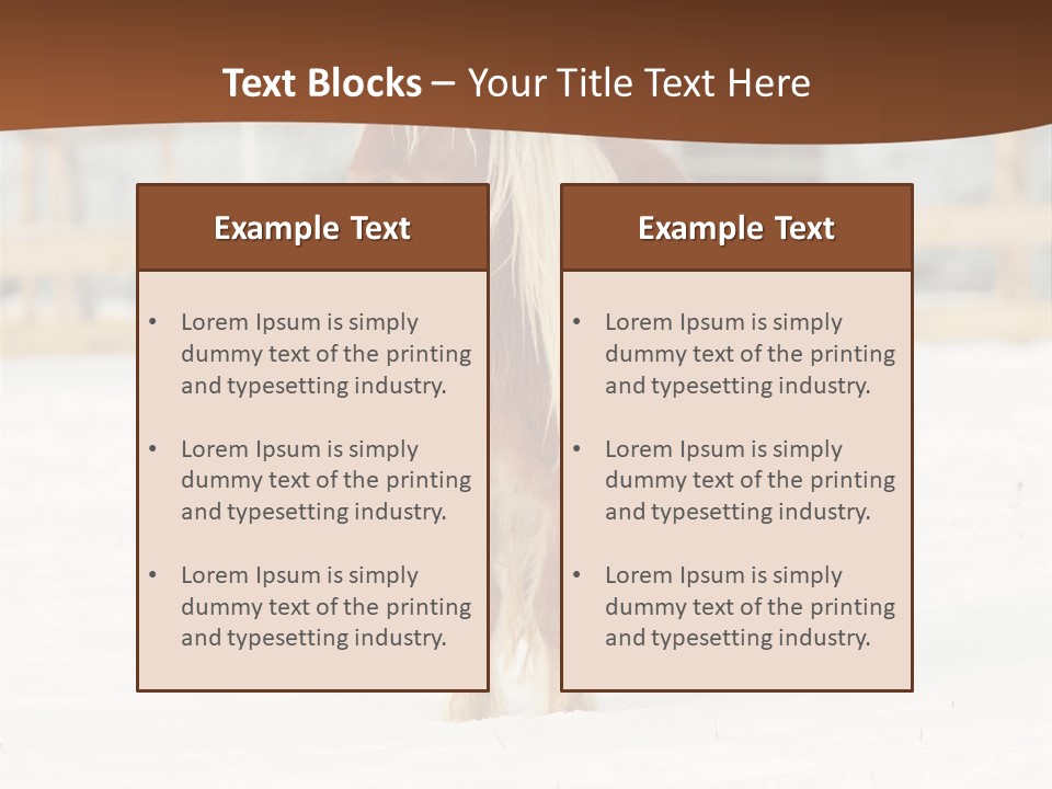 A Brown Horse Standing In The Snow In Front Of A Fence PowerPoint Template