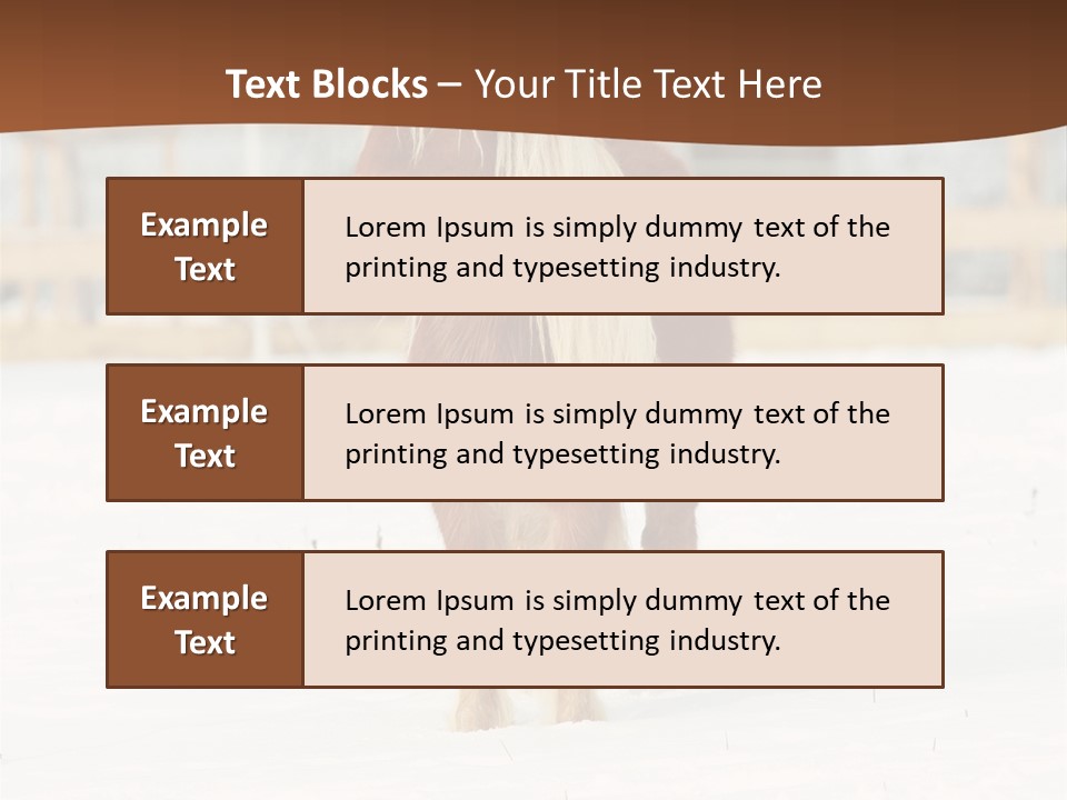 A Brown Horse Standing In The Snow In Front Of A Fence PowerPoint Template