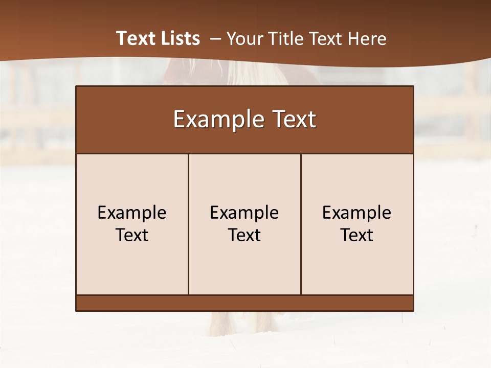 A Brown Horse Standing In The Snow In Front Of A Fence PowerPoint Template