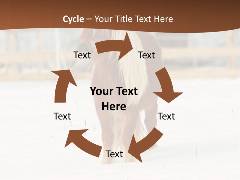 A Brown Horse Standing In The Snow In Front Of A Fence PowerPoint Template