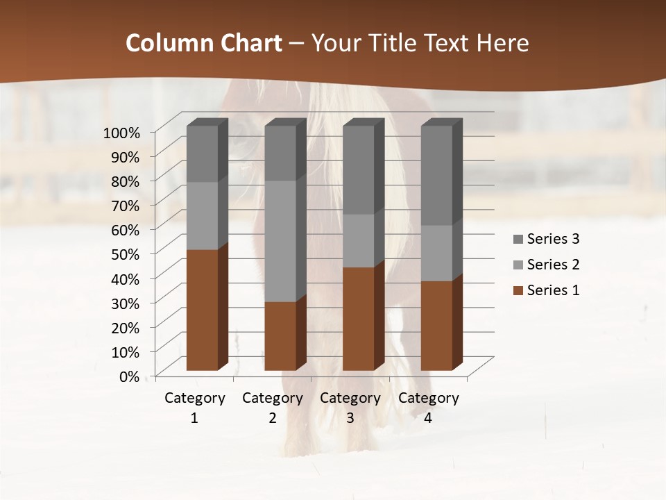A Brown Horse Standing In The Snow In Front Of A Fence PowerPoint Template
