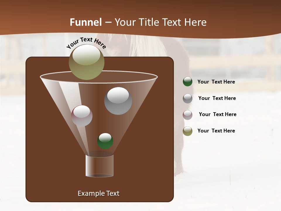 A Brown Horse Standing In The Snow In Front Of A Fence PowerPoint Template