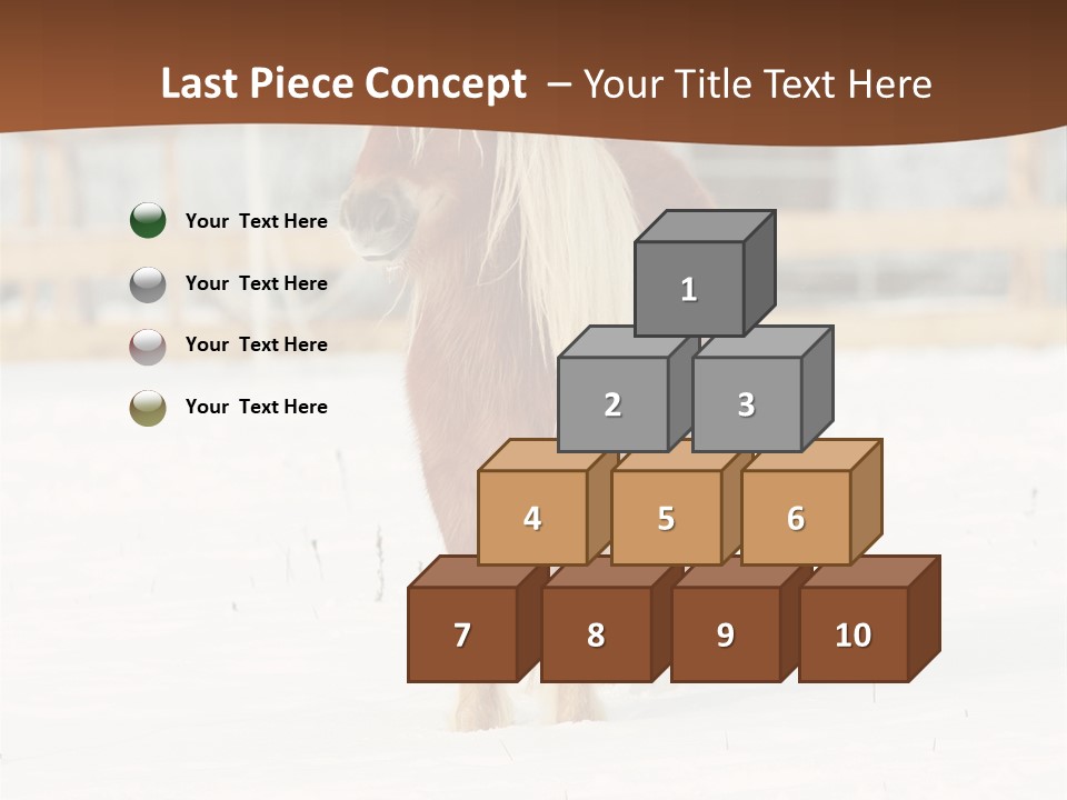 A Brown Horse Standing In The Snow In Front Of A Fence PowerPoint Template