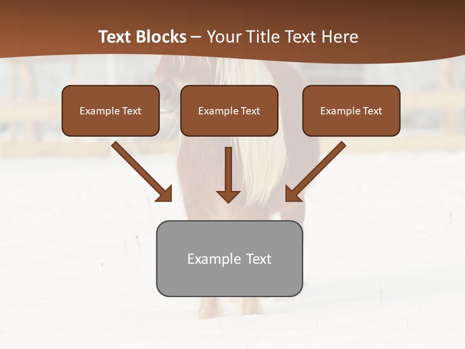 A Brown Horse Standing In The Snow In Front Of A Fence PowerPoint Template