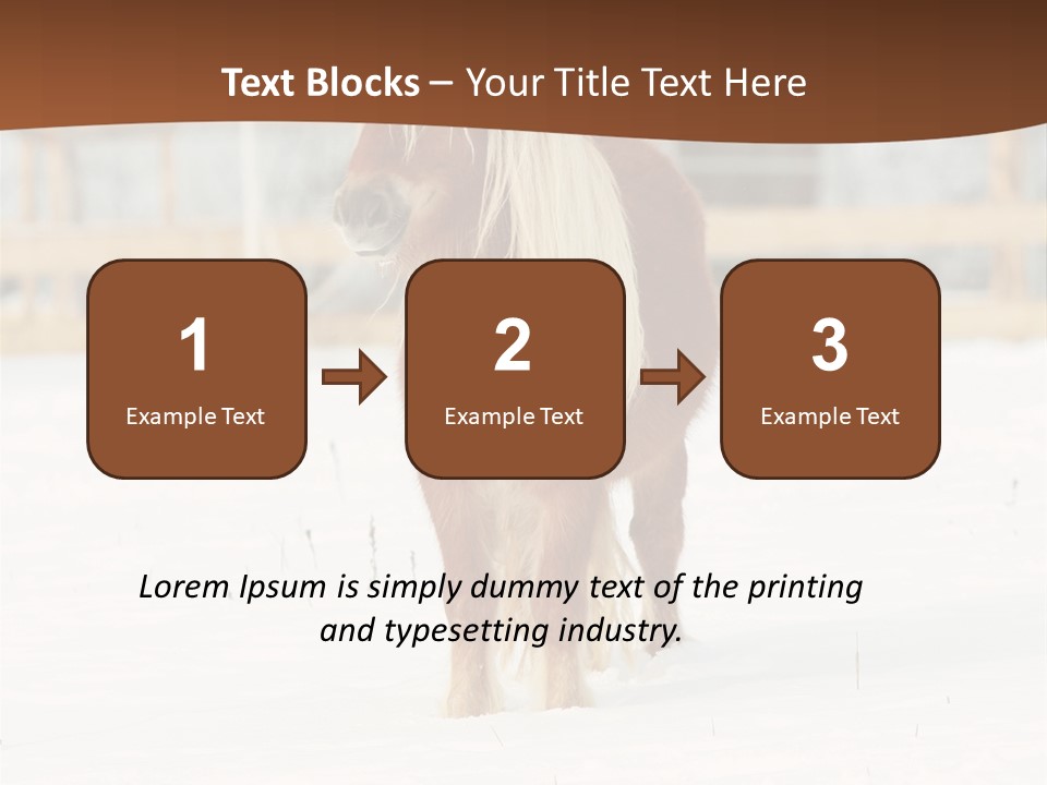 A Brown Horse Standing In The Snow In Front Of A Fence PowerPoint Template