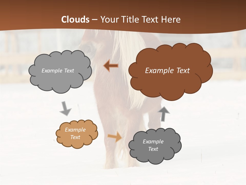 A Brown Horse Standing In The Snow In Front Of A Fence PowerPoint Template