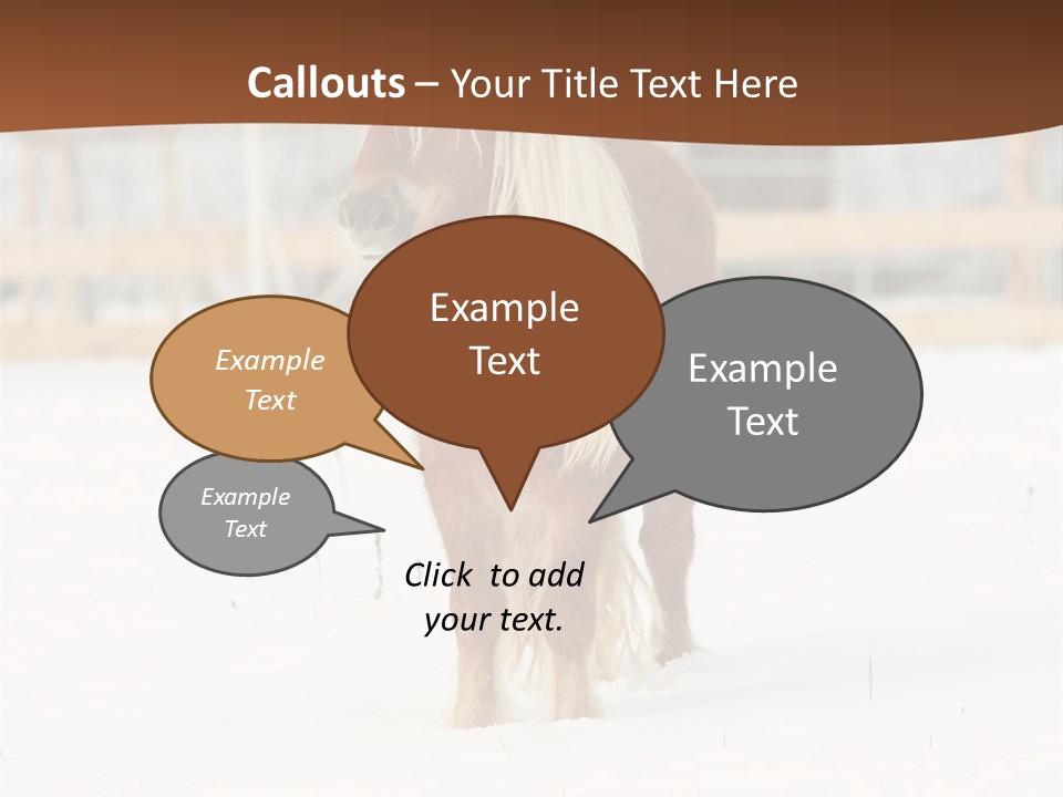 A Brown Horse Standing In The Snow In Front Of A Fence PowerPoint Template