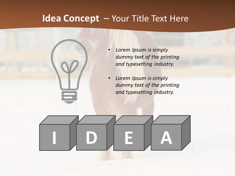 A Brown Horse Standing In The Snow In Front Of A Fence PowerPoint Template