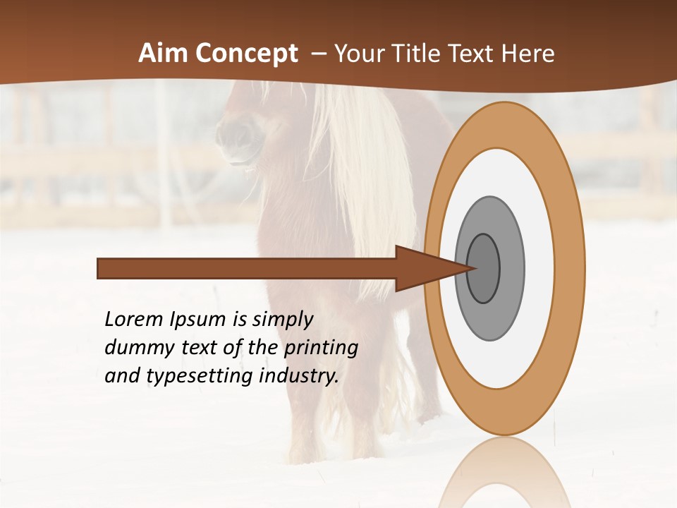 A Brown Horse Standing In The Snow In Front Of A Fence PowerPoint Template
