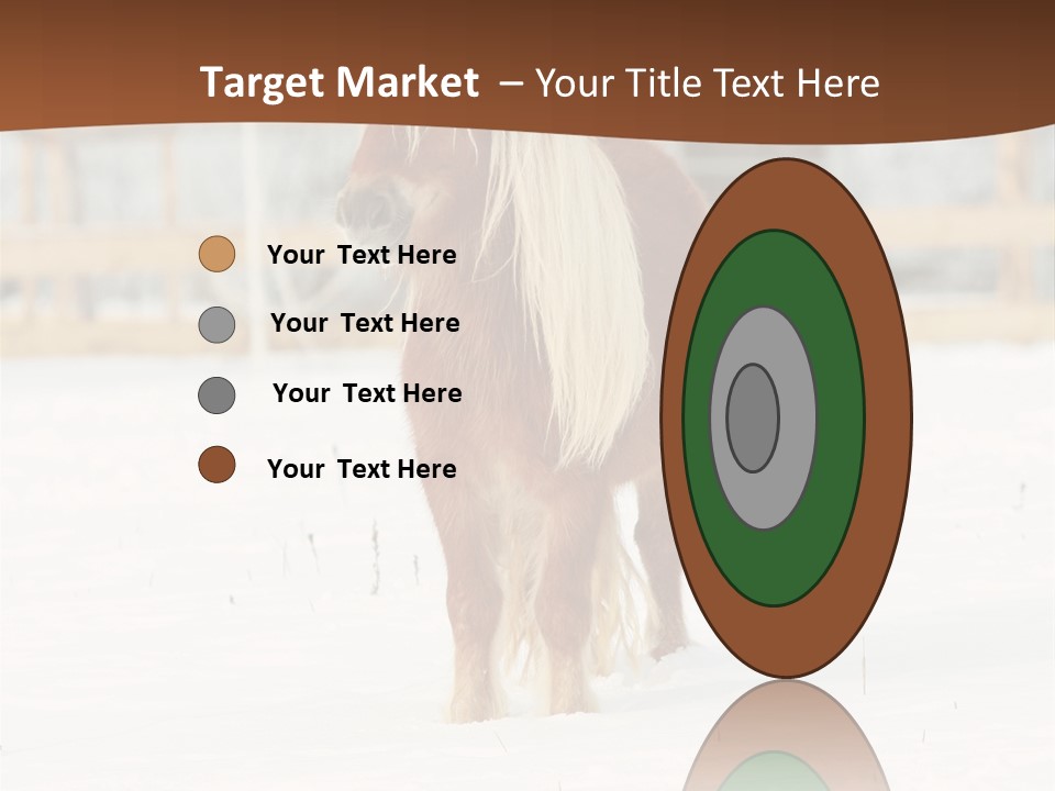 A Brown Horse Standing In The Snow In Front Of A Fence PowerPoint Template