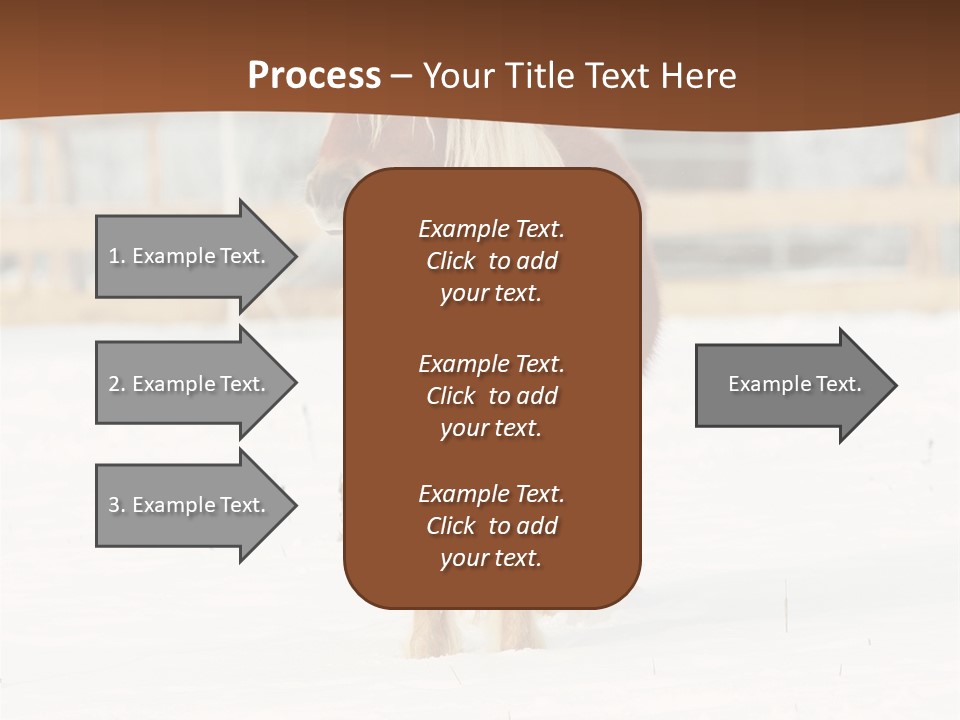 A Brown Horse Standing In The Snow In Front Of A Fence PowerPoint Template