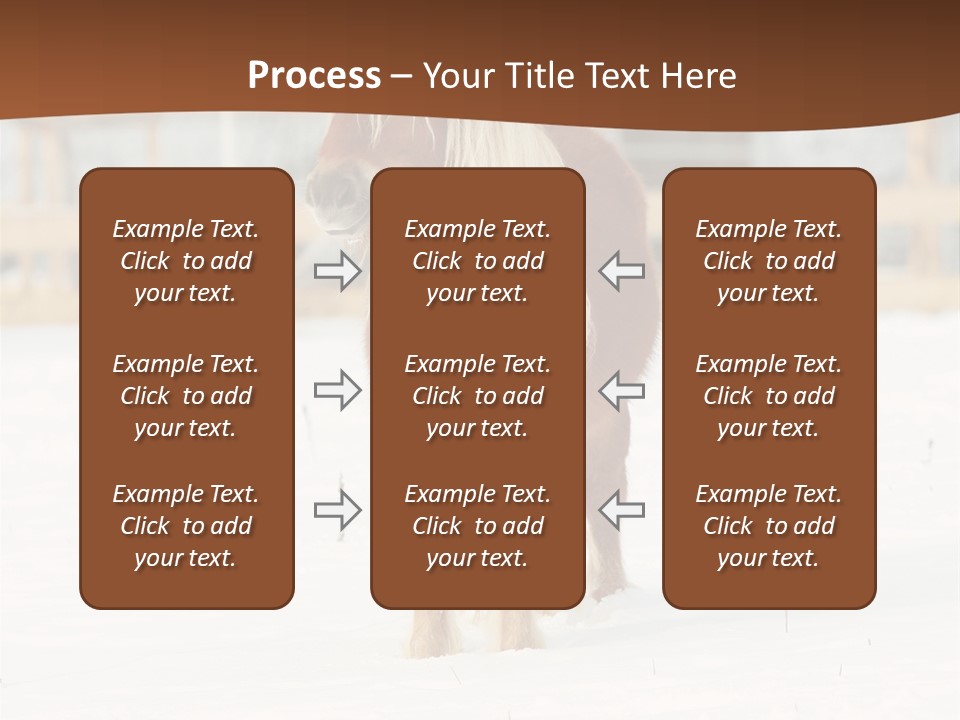 A Brown Horse Standing In The Snow In Front Of A Fence PowerPoint Template