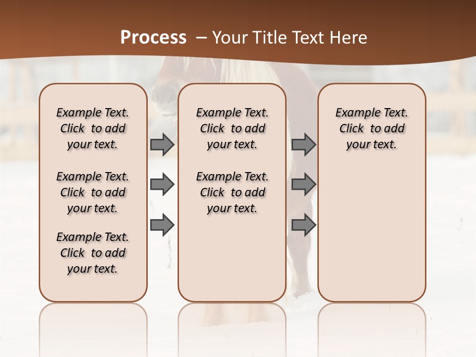 A Brown Horse Standing In The Snow In Front Of A Fence PowerPoint Template