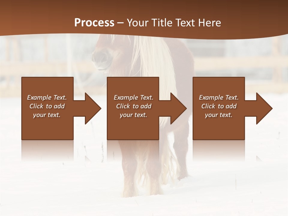 A Brown Horse Standing In The Snow In Front Of A Fence PowerPoint Template