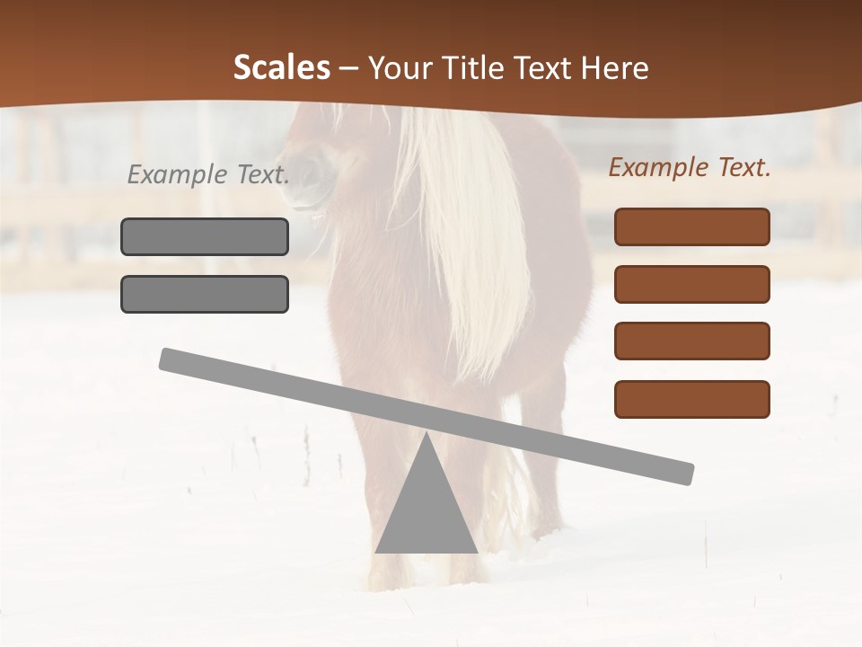 A Brown Horse Standing In The Snow In Front Of A Fence PowerPoint Template