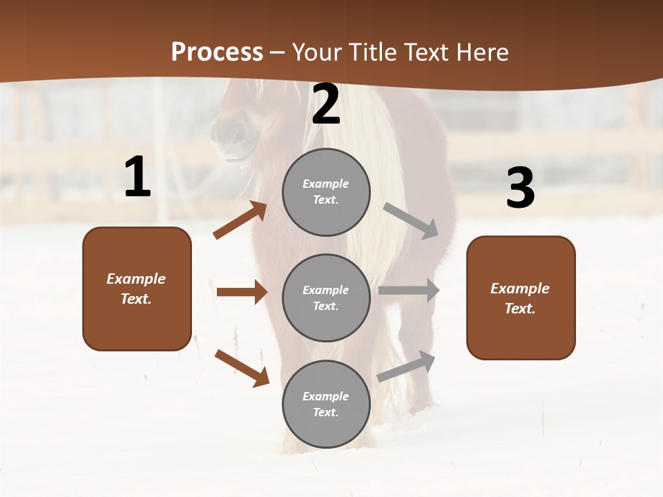 A Brown Horse Standing In The Snow In Front Of A Fence PowerPoint Template