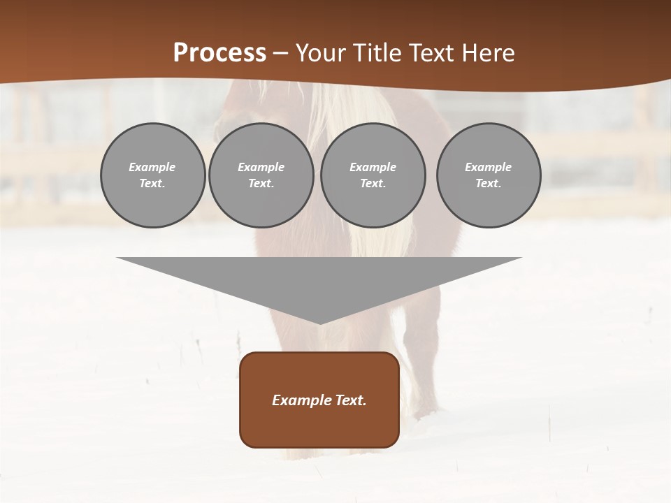 A Brown Horse Standing In The Snow In Front Of A Fence PowerPoint Template