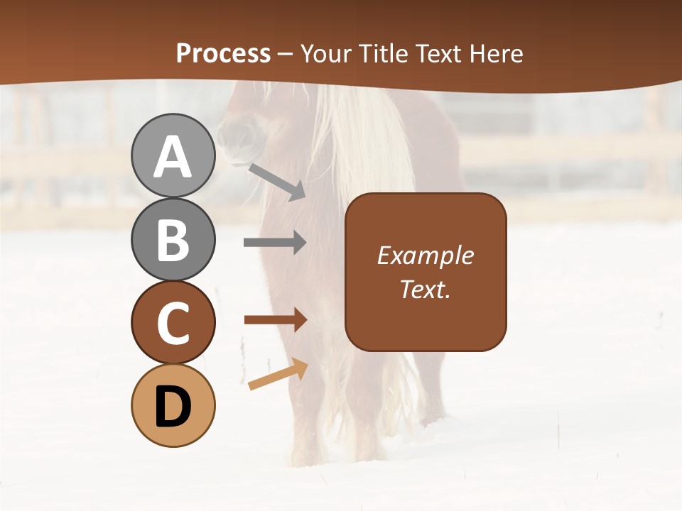 A Brown Horse Standing In The Snow In Front Of A Fence PowerPoint Template