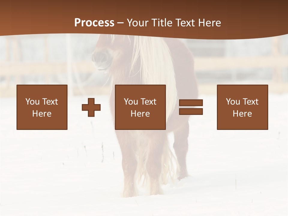 A Brown Horse Standing In The Snow In Front Of A Fence PowerPoint Template