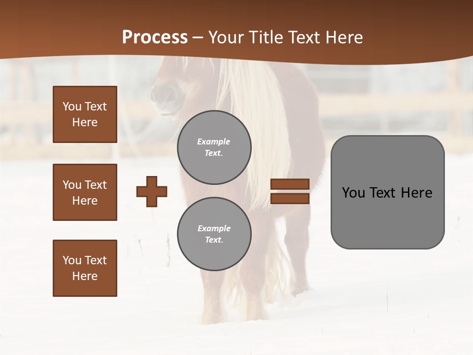A Brown Horse Standing In The Snow In Front Of A Fence PowerPoint Template