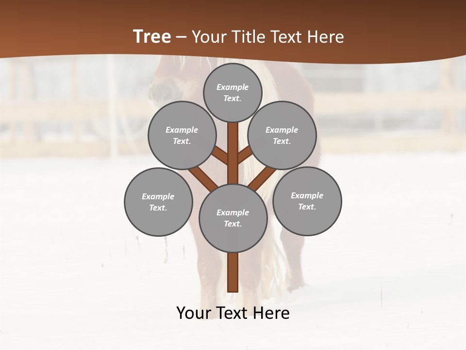 A Brown Horse Standing In The Snow In Front Of A Fence PowerPoint Template