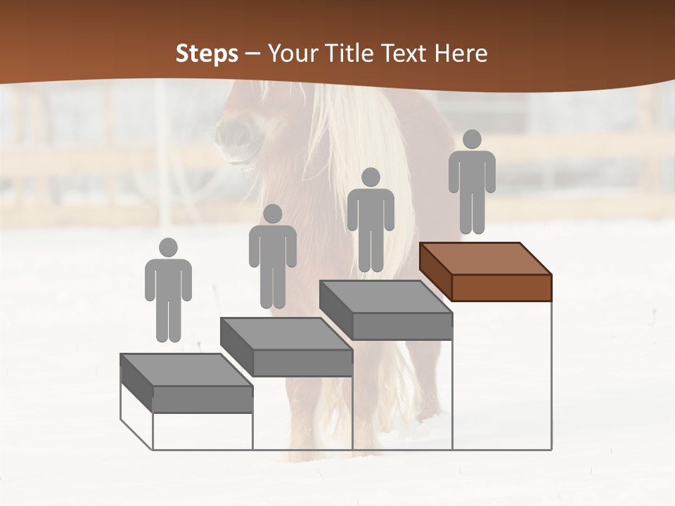 A Brown Horse Standing In The Snow In Front Of A Fence PowerPoint Template