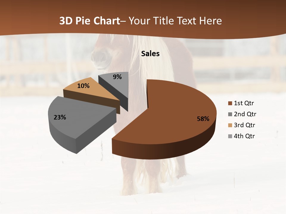 A Brown Horse Standing In The Snow In Front Of A Fence PowerPoint Template