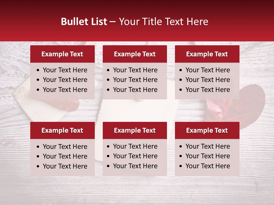 A Wooden Table Topped With Hearts And Clipboards PowerPoint Template