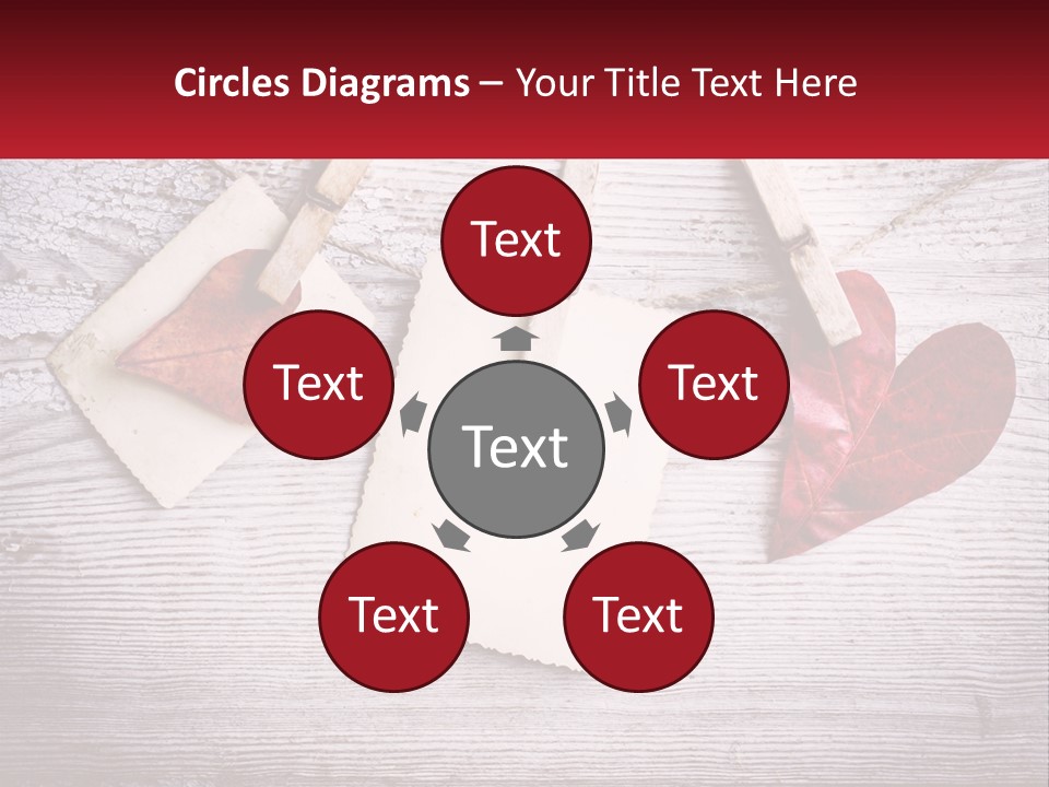 A Wooden Table Topped With Hearts And Clipboards PowerPoint Template