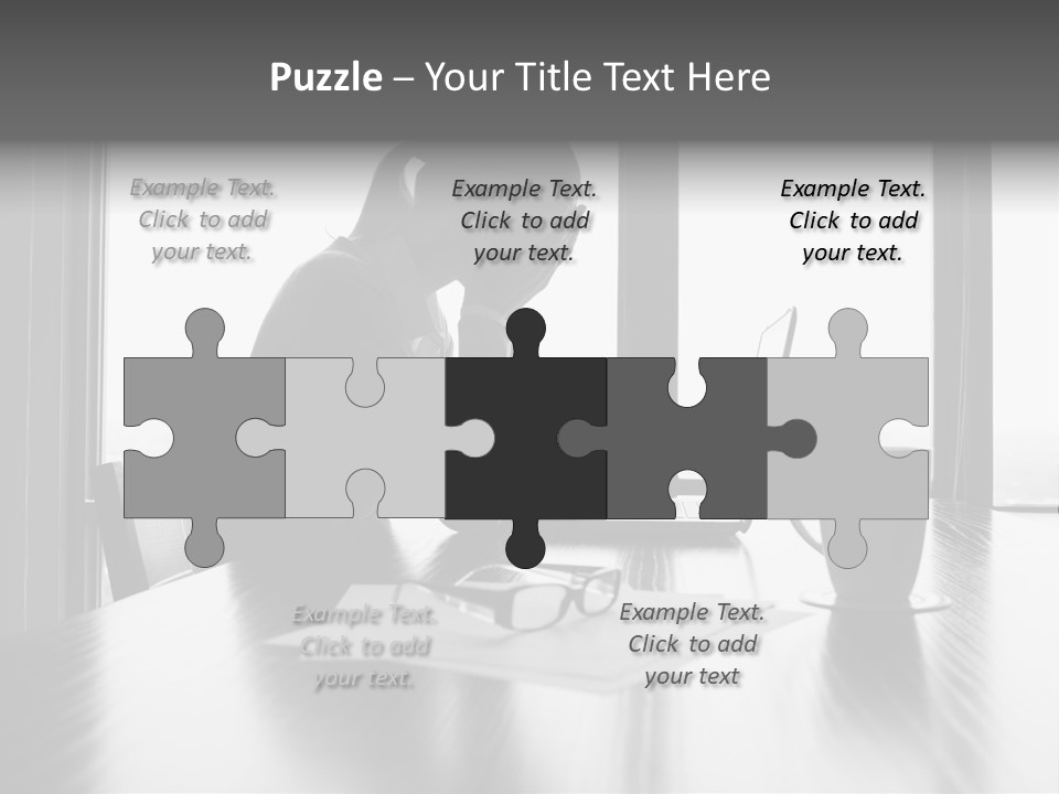 A Woman Sitting At A Desk With Her Head In Her Hands PowerPoint Template