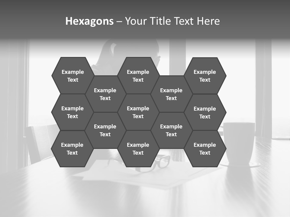 A Woman Sitting At A Desk With Her Head In Her Hands PowerPoint Template