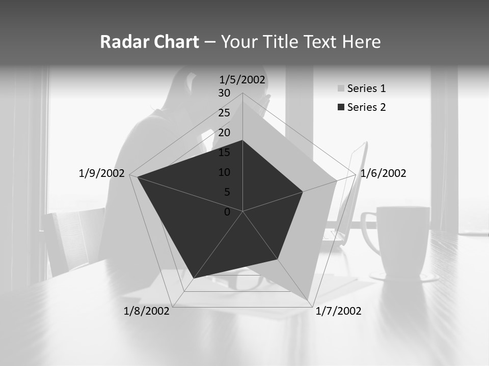A Woman Sitting At A Desk With Her Head In Her Hands PowerPoint Template