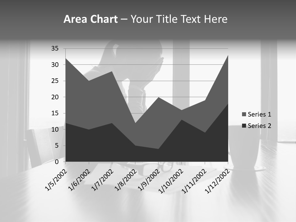 A Woman Sitting At A Desk With Her Head In Her Hands PowerPoint Template