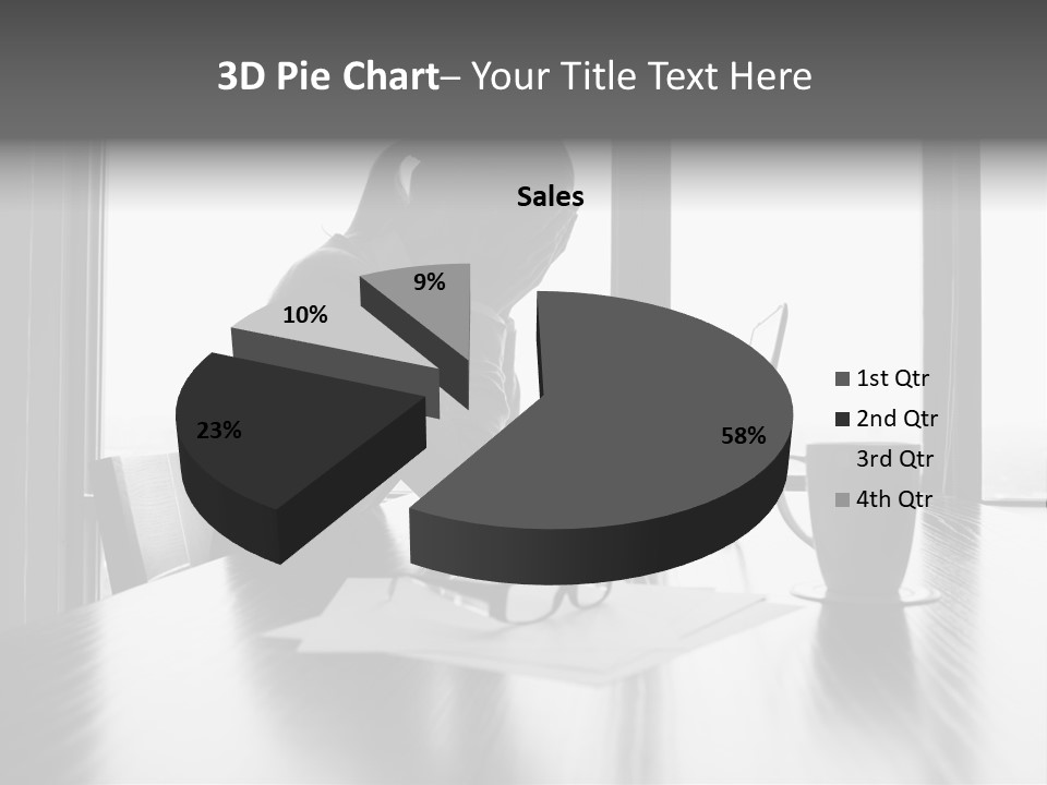A Woman Sitting At A Desk With Her Head In Her Hands PowerPoint Template