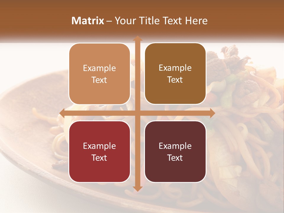 A Plate Of Noodles With Meat And Vegetables On It PowerPoint Template