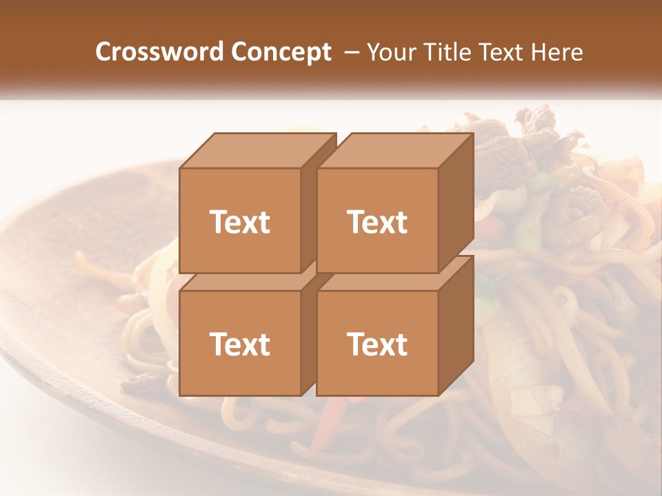 A Plate Of Noodles With Meat And Vegetables On It PowerPoint Template