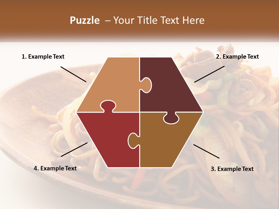A Plate Of Noodles With Meat And Vegetables On It PowerPoint Template
