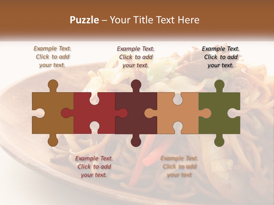 A Plate Of Noodles With Meat And Vegetables On It PowerPoint Template