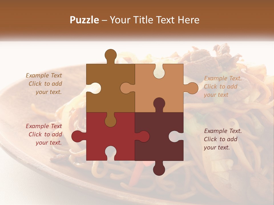 A Plate Of Noodles With Meat And Vegetables On It PowerPoint Template