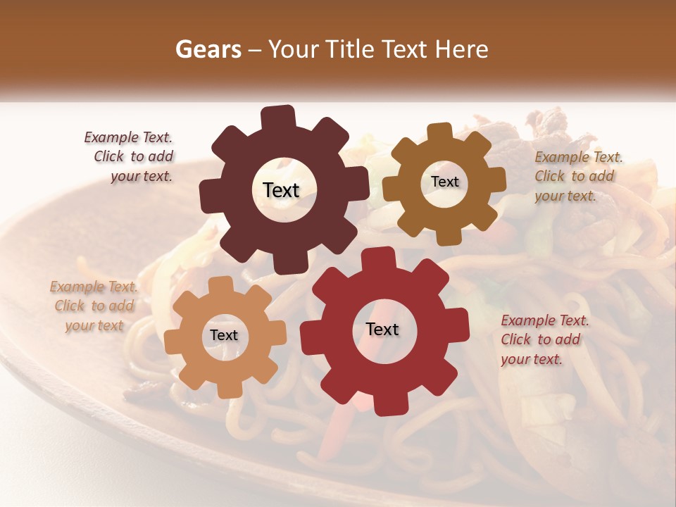 A Plate Of Noodles With Meat And Vegetables On It PowerPoint Template