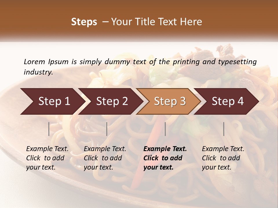 A Plate Of Noodles With Meat And Vegetables On It PowerPoint Template