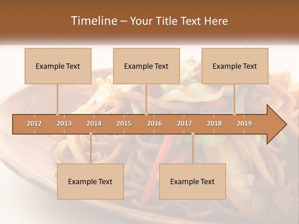 A Plate Of Noodles With Meat And Vegetables On It PowerPoint Template