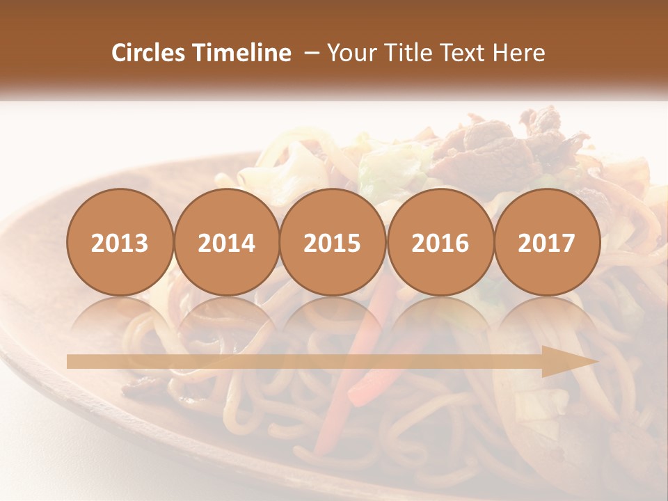 A Plate Of Noodles With Meat And Vegetables On It PowerPoint Template