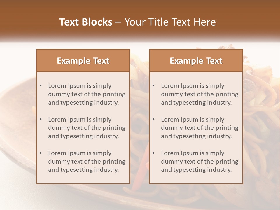 A Plate Of Noodles With Meat And Vegetables On It PowerPoint Template
