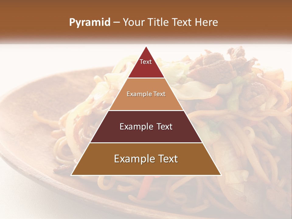 A Plate Of Noodles With Meat And Vegetables On It PowerPoint Template
