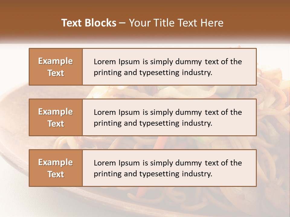A Plate Of Noodles With Meat And Vegetables On It PowerPoint Template