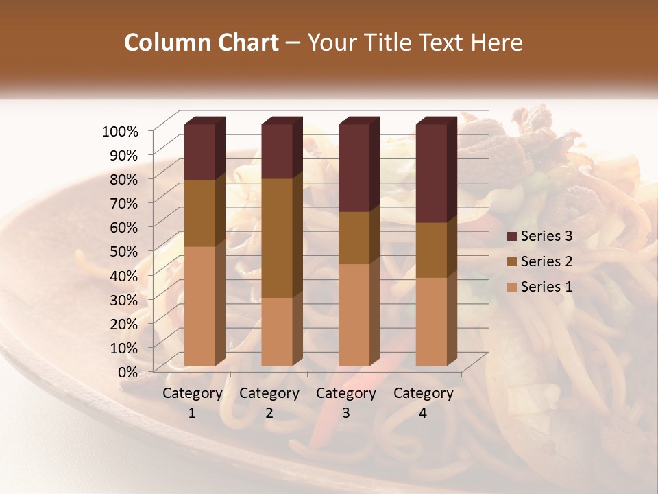 A Plate Of Noodles With Meat And Vegetables On It PowerPoint Template