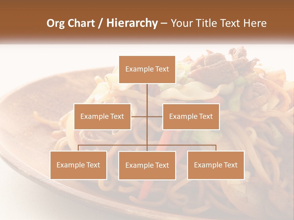 A Plate Of Noodles With Meat And Vegetables On It PowerPoint Template