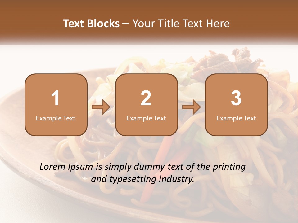 A Plate Of Noodles With Meat And Vegetables On It PowerPoint Template
